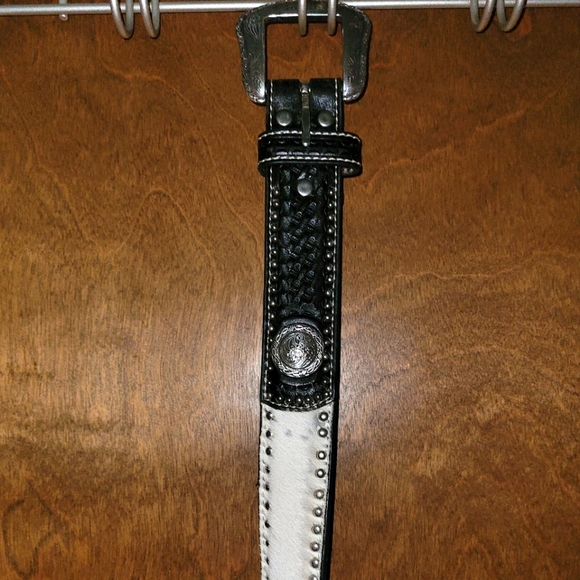 Nocona Black & White Hair leather Belt main image 5